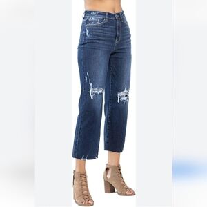 Judy Blue Albany High Rise Distressed Cropped Wide Leg Jeans / NWT / Size 5/27